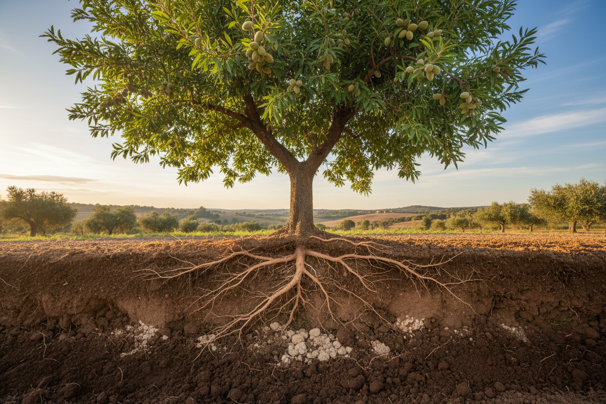 Estructura del suelo y desarrollo del almendro