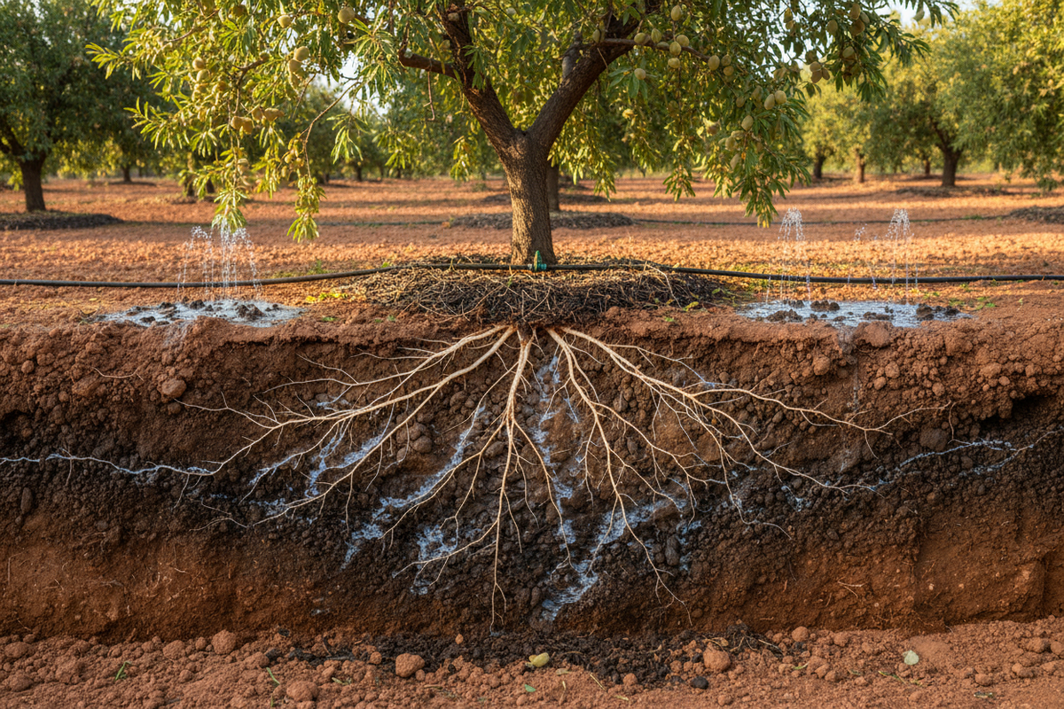 Infiltración y eficiencia hídrica en almendro